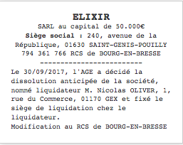 publication legale sal dissolution